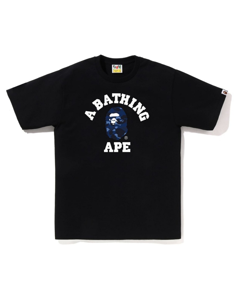 T Shirts Bape College Noir Homme | MOE-06575283